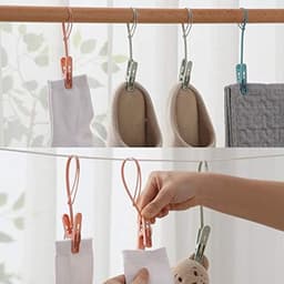24 stuks - Wasknijpers - Kleine mini wasknijpers - Winddichte wasknijpers - Met kunststof touwtje - Winddicht - Om kleding op te hangen - Blauw, groen en roze - Geschikt voor handdoeken, sokken en ondergoed — thumbnail 5