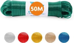 LaundrySpecialist Waslijn - Waslijndraad - Wasdraad - Waslijndraad met stalen kern - 50 meter met stalen kern - Groen — thumbnail 1