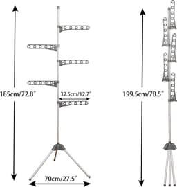 Inklapbaar Droogrek met Verstelbare Hangers - Ruimtebesparend Kledingrek voor Overhemden, Jassen en Hoeden — thumbnail 2