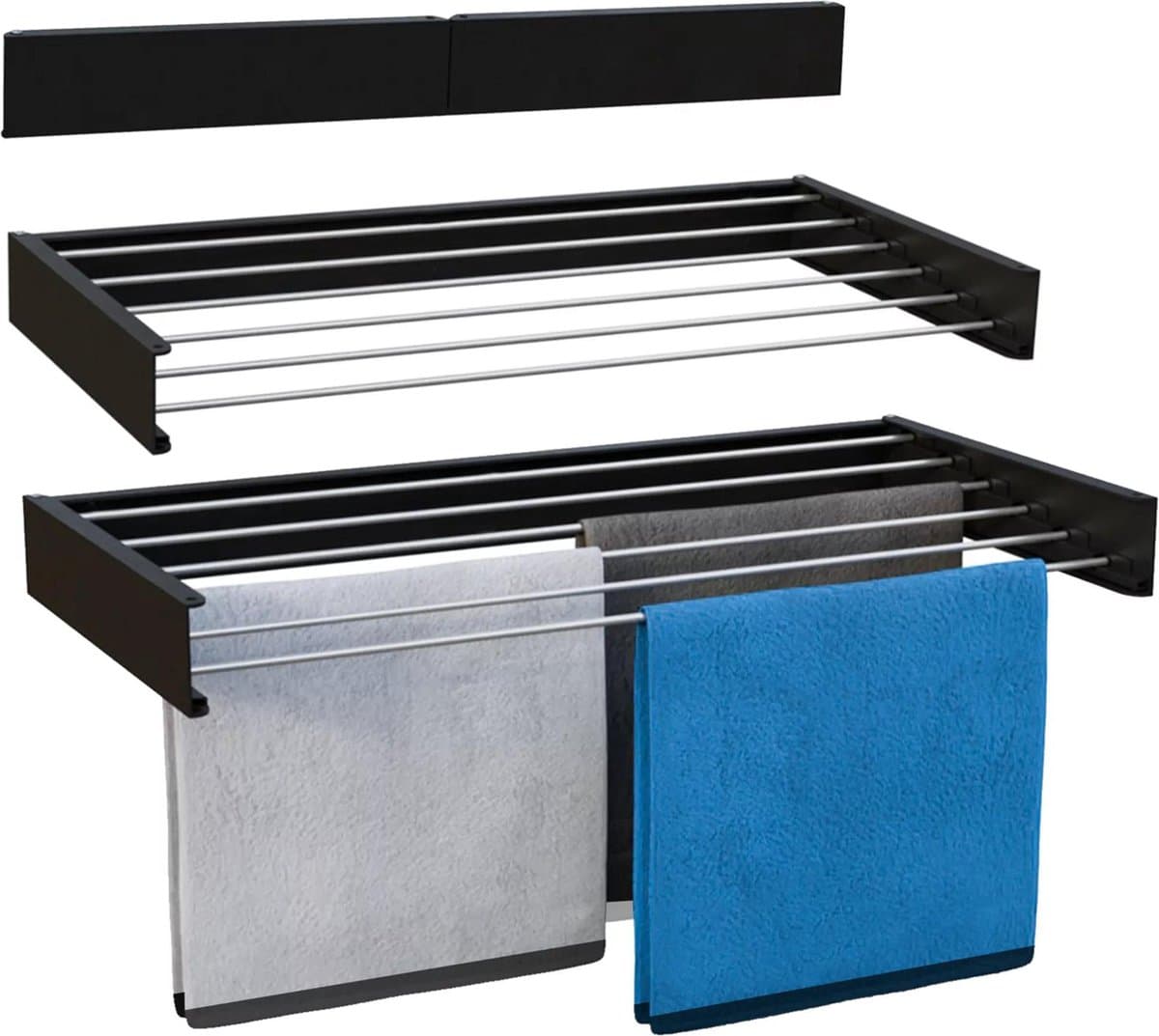 Home4u® Wanddroogrek Inklapbaar XXL - 100cm - Wasdroogrek - Droogrek Inklapbaar - Hangend - 6M lengte — afbeelding 1