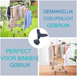 Wasrek Inklapbaar Op Wieltjes - Wasrek Staand - Droogrek Op Wieltjes - Wasrek Op Wieltjes — thumbnail 5