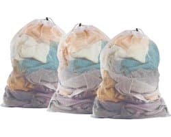 Ibenzoa® Herbruikbare Wasnetten voor Wasmachine met Grote Capaciteit en Trekkoordsluiting, Set van 3