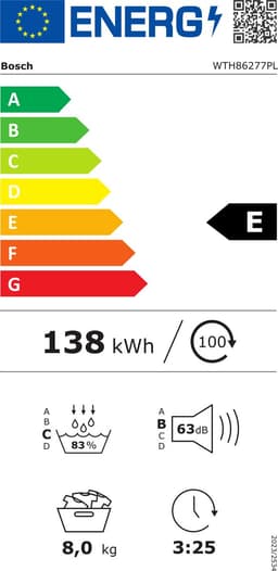 Bosch WTH86277PL - Wasdroger - Vulgewicht 8 kg - Condensdroger - Wit - 65 dB - Poolstalig display — thumbnail 2