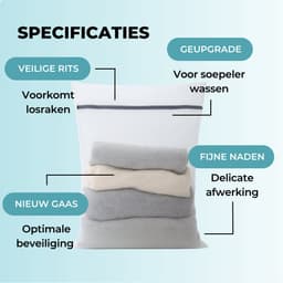 RENALUX Waszak Groot - Wasnet Groot - Set van 2 Stuks - 90cm x 110cm - Waszak Wasmachine - Wit — thumbnail 4