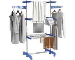 HOMCOM-Wäscheständer-Edelstahl, ABS-142L x 55B x 152H cm-Blau — afbeelding 1