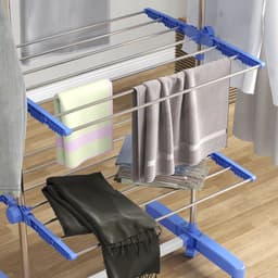 HOMCOM-Wäscheständer-Edelstahl, ABS-142L x 55B x 172H cm-Blau — thumbnail 3