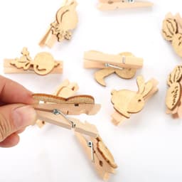 Mini Wasknijpers Hout Duurzaam Konijntje Bietenvorm 5 cm Paashaas - 12 Stuks Fotowand Gastgeschenk Knutselen — thumbnail 3