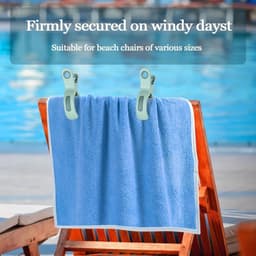 WNHB® Handdoekklemmen strandstoel 8 stuks - grote winddichte clips - stevige wasknijpers voor handdoek ligbed zwembad en kleding — thumbnail 3