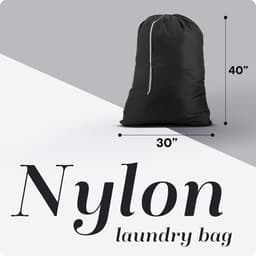 Nylon XL waszak, grote inhoud met afsluitbaar trekkoord, machinewasbaar, past in wasmand of kledingmand, geschikt voor twee ladingen kleding (zwart, 30" x 40") — thumbnail 2
