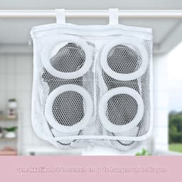 2 stuks schoenwaszakken - Alleen voor de wasmachine - Netstof schoenwaszak - Ophangbaar met rits - Geschikt voor het wassen van delicate kleding - Geschikt voor sportschoenen, ondergoed, sokken - Wit - 24.5 x 28 x 8 cm / 9,6 x 11 x 3,1 inch — thumbnail 4