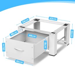 Wasmachine opbouwmeubel Wit - Wasmachine verhoger met lade - Wasmachine Sokkel - Wasmachine Kast - 62.5x54.5x32.5cm - Universeel — thumbnail 5