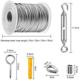 EXCITAT Kabel - Lanyard - Waslijn - Buitenwaslijn - Buitenmetalen kabel - Roestvrij staal - 30m — thumbnail 2