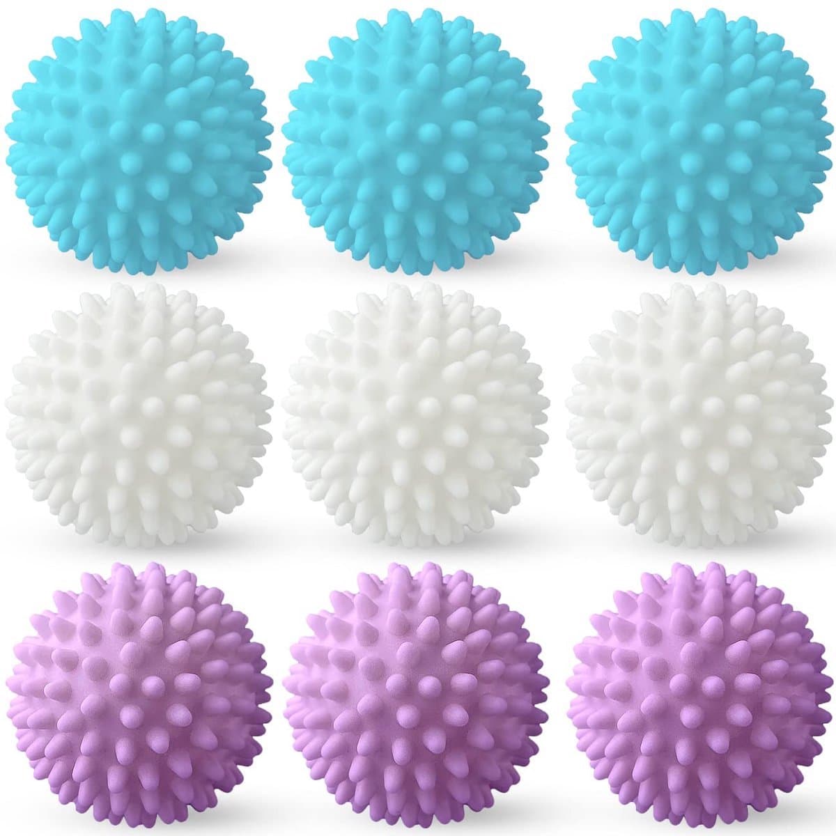 Wasmachine wasballen - Drogerballen - Drogerballen - Herbruikbaar voor het thuis wassen van kleding - 9 stuks - Wit, blauw, paars - Drie kleuren — afbeelding 1