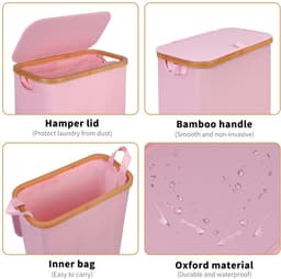 Wasmand met deksel - ruime en praktische opbergoplossing - 75 liter - roze — thumbnail 3