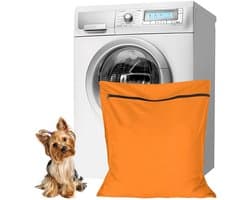 Waszakken voor huisdieren - Waszakken van twill polyester - Grote waszakken met rits - Voorkomt dat waszakken verstopt raken door dierenhaar - wasmachine, 70 x 80 cm,waszak voor huisdieren voor honden, katten en konijnen (oranje kleur)- L