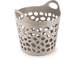 Plasticforte Flexibele wasmand/opbergmand - rond - beige - 35 liter - D40 x H39 cm