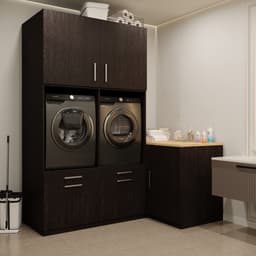 Wasophoogte® Wasmachine Kast Hong Kong - Wasmachine verhoger - Wasmachine ombouw - 700(D)*2030(B)*2350(H) mm - Zwart — thumbnail 2