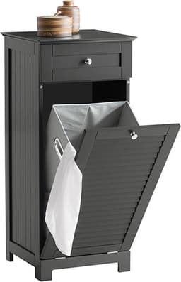 Waskast met Waszak - Wasverzamelaar - Wasmand - Flexibele opslag - Accessoirelade - Inclusief gekleurde handgrepen - Donkergrijs - 40 cm x 90 cm x 38 cm — thumbnail 1