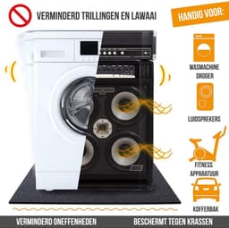 Naturn Living Anti Trillingsmat Wasmachine en Wasdroger - 60 x 60 x 0,3 cm - Trillingsdemper - Geluidsdempende Antislip Mat - Rubber Mat - Zwart — thumbnail 4