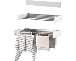 Wasophoogte® Wanddroogrek - Wasrek inklapbaar - Wasrek Hangend - Droogrek inklapbaar - 80cm - 4m drooglengte - Wit - inclusief boormal