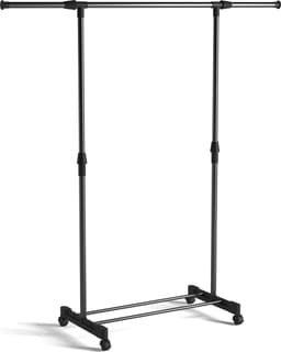 Wasophoogte Droogrek Uno- Wasrek - Droogtoren - op wielen - 1,5m drooglengte - In Breedte en Hoogte verstelbaar - 42x145x150 (LxBxH) -Zwart — thumbnail 1