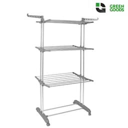 GREENGOODS® - Opvouwbare wasrek met wieltjes 18 stangen - Wasrek - Wastoren - Droogrek - Droogtoren - Wasdroogrek - Wasdroogrek staand - Droogrek staand - Wasrek staand - Wasrek inklapbaar - Droogrek inklapbaar - Waslijn — thumbnail 1