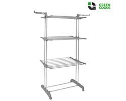 GREENGOODS® - Opvouwbare wasrek met wieltjes 18 stangen - Wasrek - Wastoren - Droogrek - Droogtoren - Wasdroogrek - Wasdroogrek staand - Droogrek staand - Wasrek staand - Wasrek inklapbaar - Droogrek inklapbaar - Waslijn — afbeelding 1