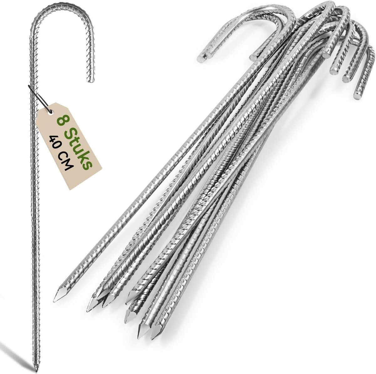 Elzusha - Set van 8 Sterke Zink Geplakte Grondankers 40 cm — afbeelding 1