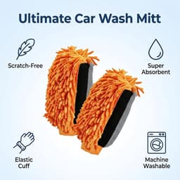 Autowashandschoenen van microvezel – 2 autowashandschoenen van badstof, zacht, krasbestendig en streepvrij, ideaal voor het wassen van de auto, drogen — thumbnail 4
