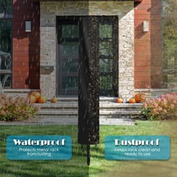Droogmolen Hoes - 165 x 16 x 16 cm - Beschermhoes Universeel - Oxford-stof - Met rits en trekkoord - Heavy Duty Roterende Waslijn Afdekking - Waterdicht - Stofdicht - Winddicht - UV-bescherming - Geschikt voor tuinen, terrassen, buitengebruik - Zwart — thumbnail 4