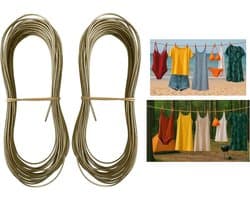 Waslijn 2 mm extra sterk met stalen kern en pvc-ommanteling, perfect voor huis, tuin, camping (goud, 1000 cm)