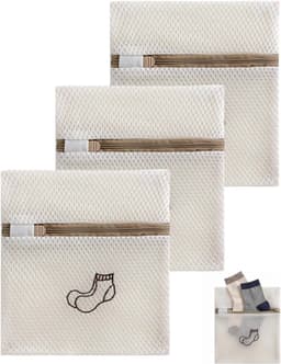 3 zakken voor het wassen van sokken in de wasmachine, klein formaat, zacht net en veilige sluiting, voorkomt krimpen en klitten, ideaal voor het beschermen van gevoelige panty's — thumbnail 1