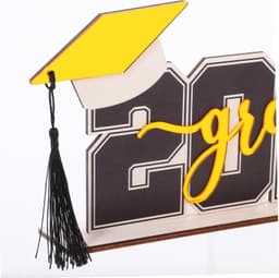 1set Houten Tafel Decoratie Voor Afstudeerfeest Elegante Centerpiece Met Letters Zwarte Tassel Voor Afstudeerfeest Versiering — thumbnail 5