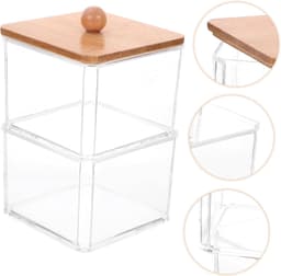 1set Transparante Opbergdoos Voor Badkamer Stapelbare Organisator Voor Wattenstaafjes Wattenbollen Make-up Pads Ruimtebesparende Opslagoplossing Voor Kapsels Accessoires — thumbnail 5