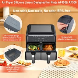 10xSet heteluchtfriteuse accessoires, airfryer accessoires, 150 praktische papieren inlegstukken, accessoires voor elektrische keukenapparatuur, 2 stuks siliconenvormen voor heteluchtfriteuse, grijs — thumbnail 4