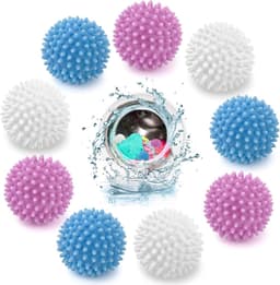9 stuks drogerballen voor wasdrogers, wasballen, drogerbal, herbruikbare wasbal, wasbal voor wasmachine, wasdroger, ballen, pluizige was (blauw, wit, paars) — thumbnail 1