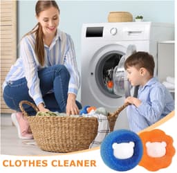 Wasgoed-epilator - Herbruikbaar - Voor huisdieren - Machinewasbaar - Wasbal - 3 stuks - Effectieve vachtverwijdering — thumbnail 3