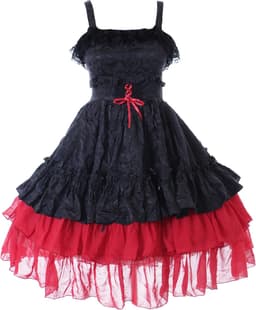 Rood zwart ruches jurk chiffon Gothic Lolita kostuum cosplay (S-M) — thumbnail 1