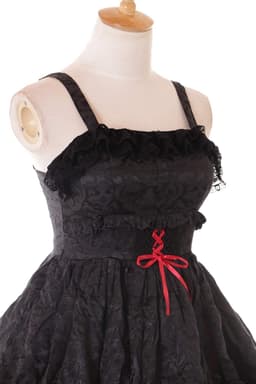 Rood zwart ruches jurk chiffon Gothic Lolita kostuum cosplay (S-M) — thumbnail 2