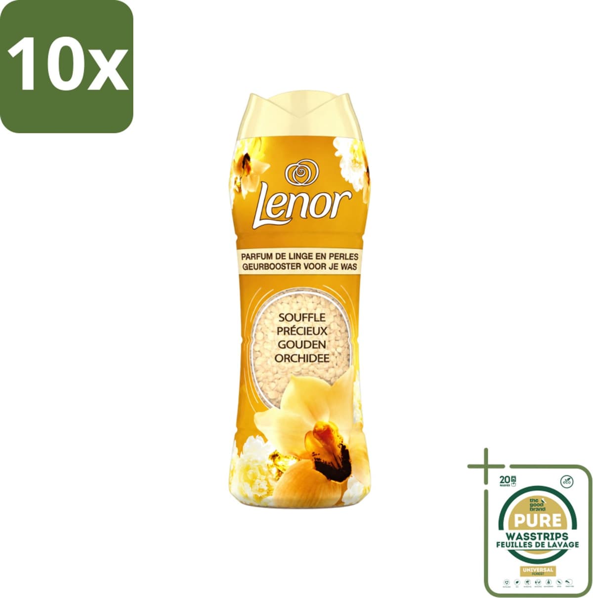 10 x Lenor - Geurbooster - Gouden Orchidee - 22 Wasbeurten - Wasstrips - Geurbooster Was - Geur In Was - Geur In Kleding - Wasgeur - Geur In Wasmachine — afbeelding 1