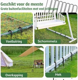 Set van 10 Gegalvaniseerde Stalen Tentpinnen van 30 cm - Grondankers voor Tent, Camping, Trampoline en Luifels met een Diameter van 5 mm en Hamer — thumbnail 2