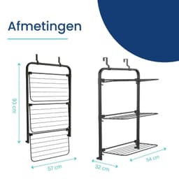 Wasrek Hangend Trapgat - Voor Radiator - Droogrek Ophangbaar - Zwart — thumbnail 3