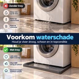 Bobypet - Wasmachine lekbak - Siliconen beschermmat - Waterdicht - Beschermt de vloer tegen lekkage - Voor wasmachine, droger, vaatwasser, koelkast en airco - 60 x 50 x 1,5 cm - Grijs — thumbnail 4