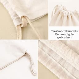 Waszak met trekkoord - 2 stuks - 60 x 48 cm - Katoen en linnen — thumbnail 3