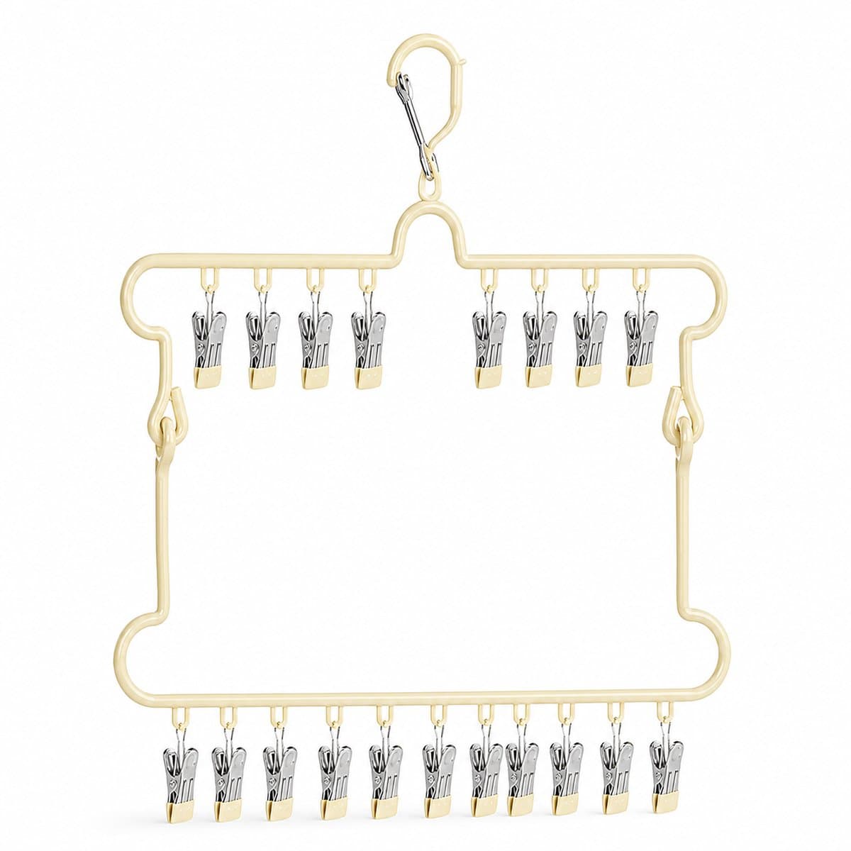 Bobypet - Droogrek - Droogrek hangend met Knijpers - 2 Stucks -Windvast Kunststof Rekje - Droogrek inklapbaar - Compacte Sokkenhanger en Ondergoed Droogrek - Voor Camping, Badkamer en Balkon - Crèmewit — afbeelding 1