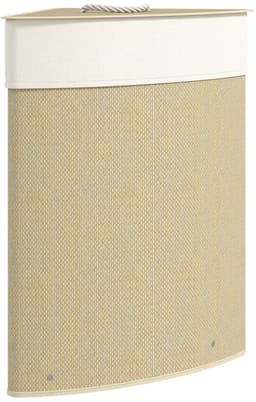 MODFU Hoekwasmand - Deksel - Bamboe - Crème - 55 Liter — thumbnail 2