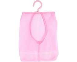 Wasknijperzak met Hanger, Multifunctionele Hangende Netzakhanger Sokken Ondergoedopslag voor Badkamer Kledingkast Wasserij Waslijn Buiten(Roze)
