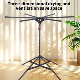 Dailygoods Wasrek van koolstofstaal, opvouwbaar, staand, draagbaar, met 6 uittrekbare stangen, hoogte- en breedteverstel — thumbnail 2