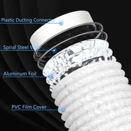 Afvoerslang - Flex-slang PVC Alu-buis - Ventilatie Afzuiging - Vlamvertragend Materiaal - 125 mm 25 m - Wit — thumbnail 4