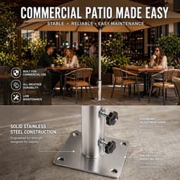 Parasolhouder voor balkon - RVS - Universele parasolstandaard met verstelbare pvc-ringen en grondanker - Voor terras en tuin — thumbnail 5